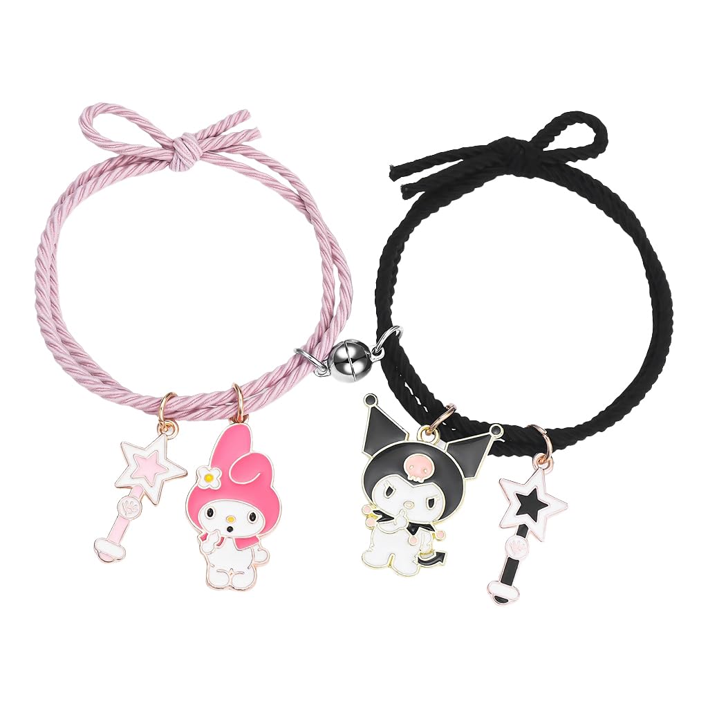 MAYCREATE 1 Pair Girls Friendship Bracelets Kuromi & Melody Friendship Bracelet Fashion Cartoon Sanrio Rope Bracelet for Girls Magnetic Matching Kuromi Melody Bracelet Birthday Gift for Girls MAYCREATE 1 Pair Girls Friendship Bracelets Kuromi & Melody Friendship Bracelet Fashion Cartoon Sanrio Rope Bracelet for Girls Magnetic Matching Kuromi Melody Bracelet Birthday Gift for Girls